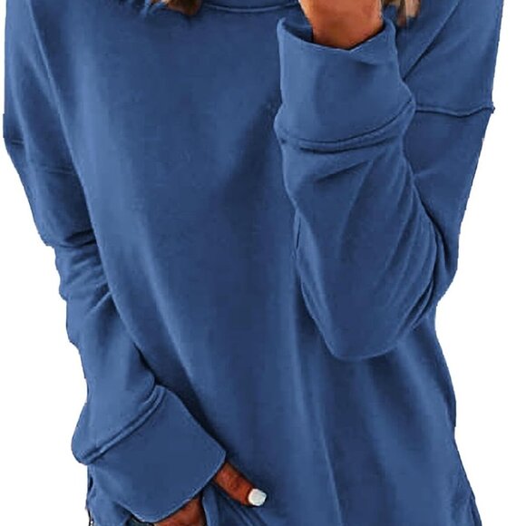 Casual Women's Long Sleeve Crew Neck Sweatshirt in Dark Blue, Medium - Picture 1 of 2